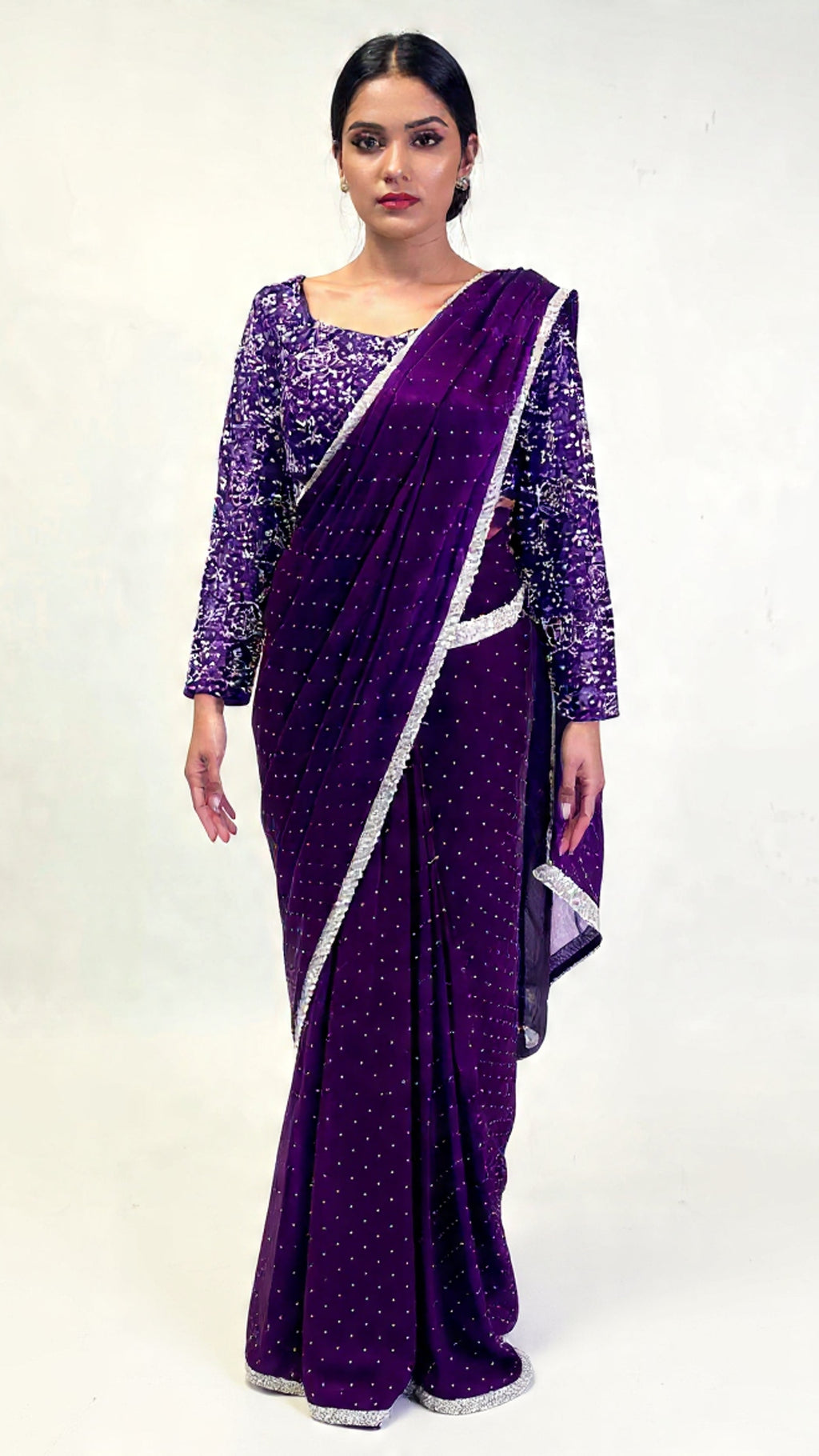 Purple Readymade Saree