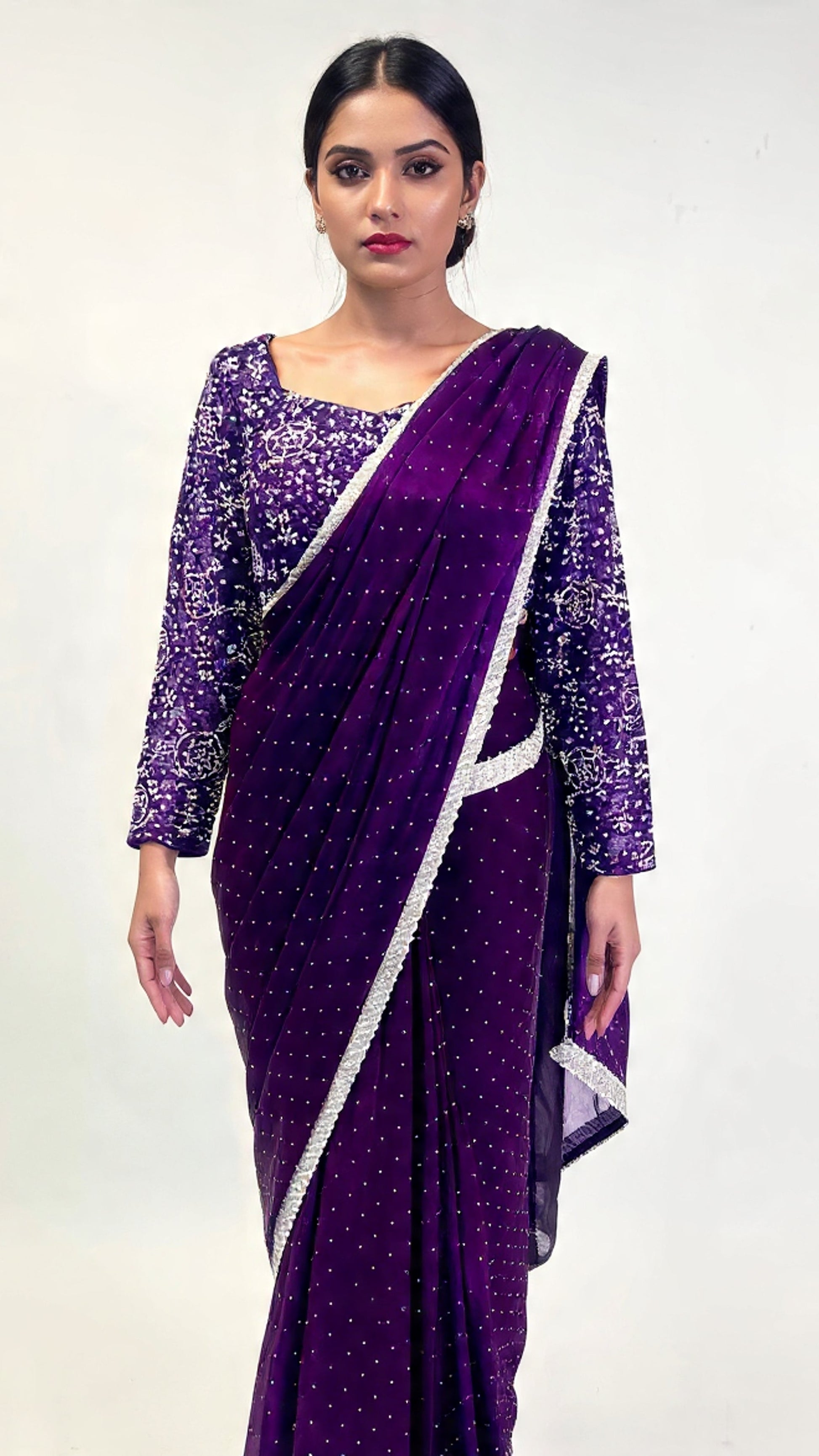Purple Readymade Saree