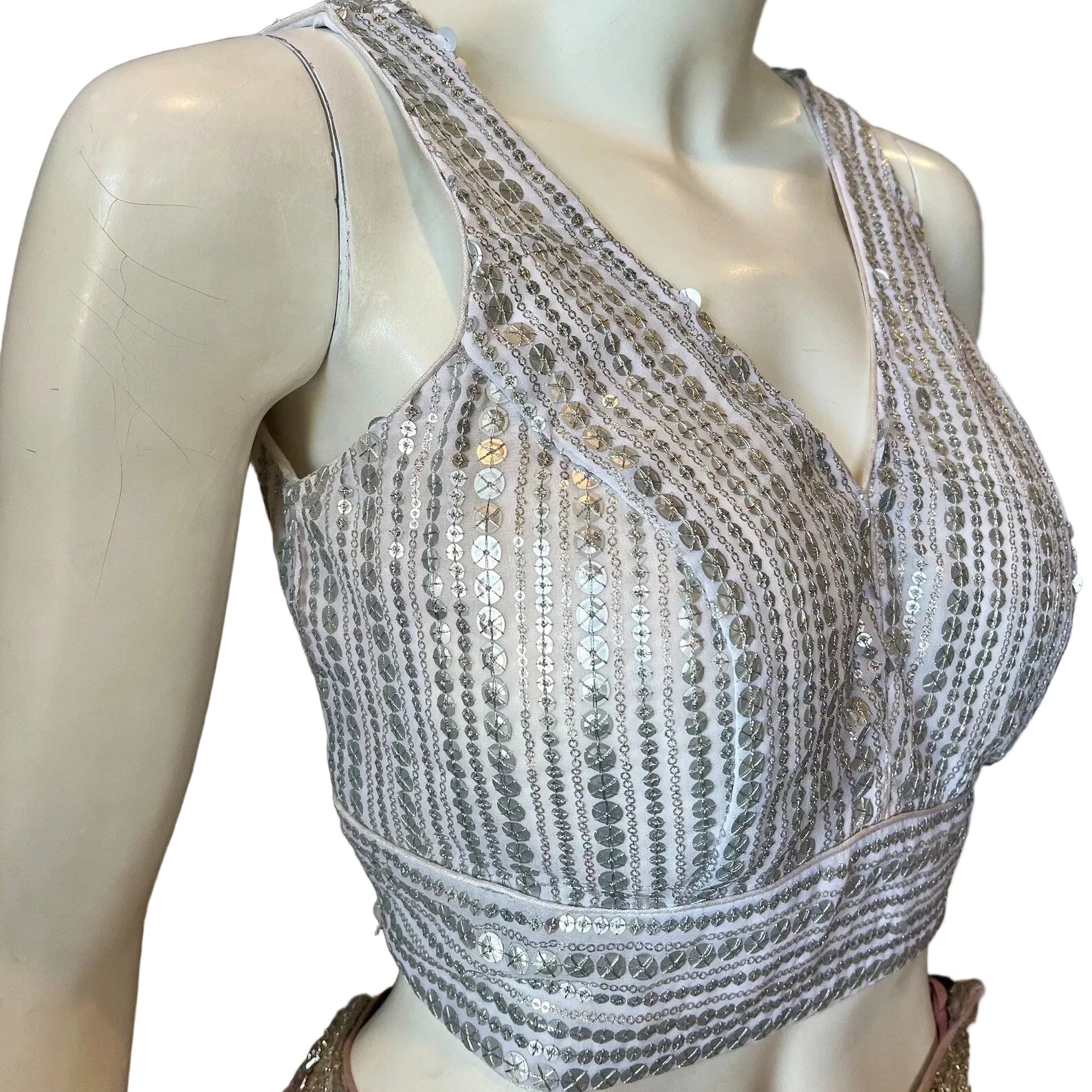 Silver Sequin Sleeveless Blouse