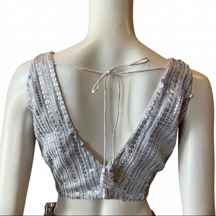Silver Sequin Sleeveless Blouse