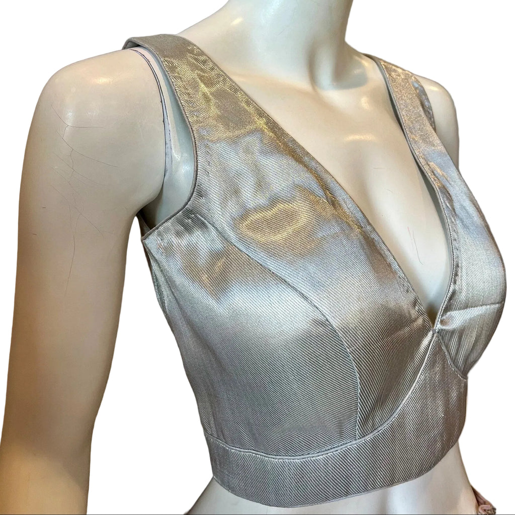 Silver Sleeveless Ready-Made Blouse