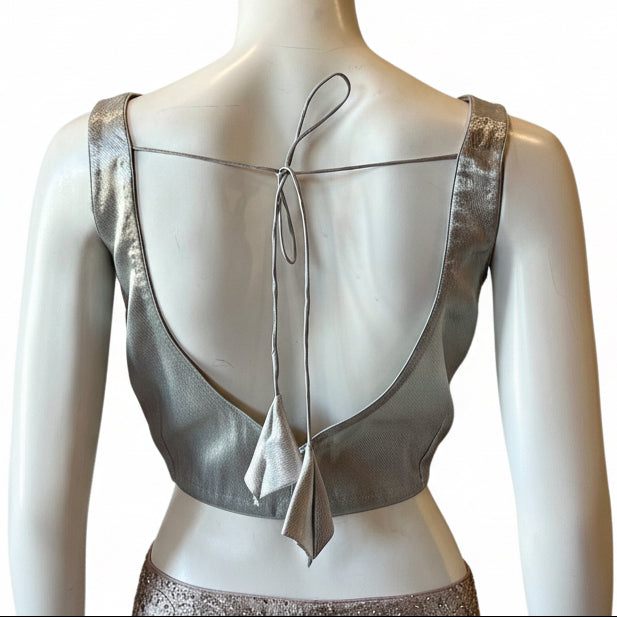 Silver Sleeveless Ready-Made Blouse