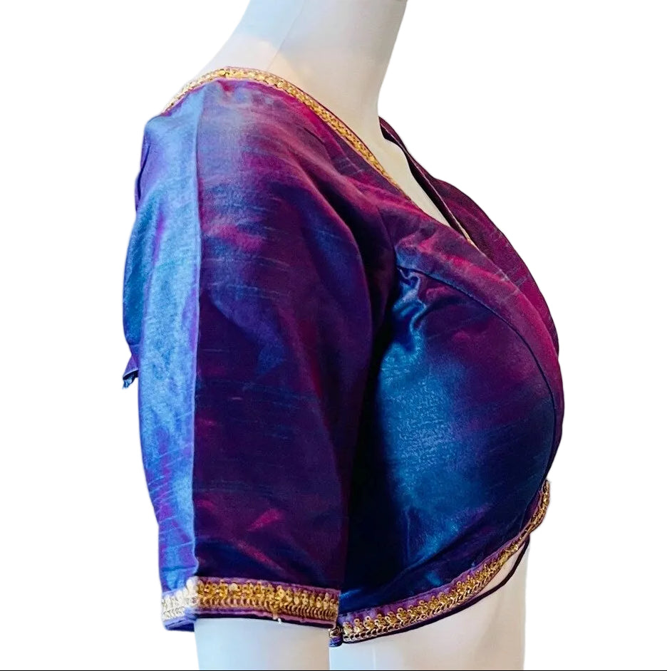 Purple &amp; Blue Ready-Made Blouse