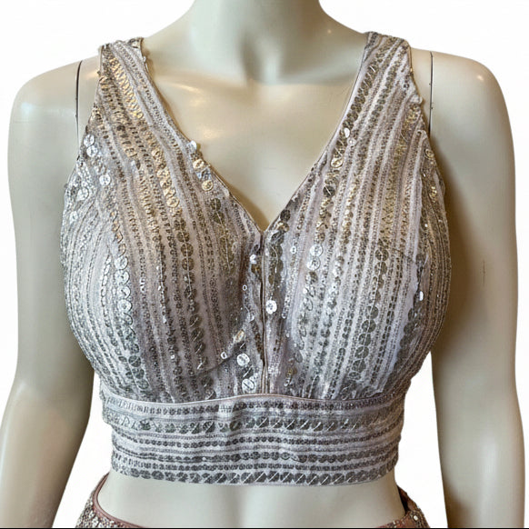 Silver Sequin Sleeveless Blouse