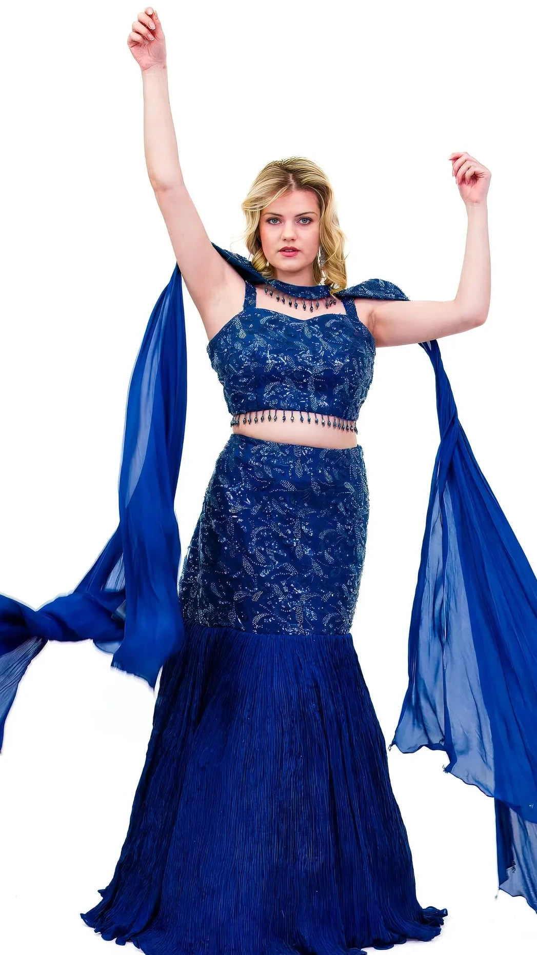 Blue Mermaid Style Lehnga