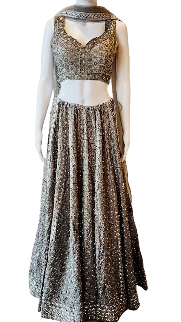 Grey Georgette Lehnga