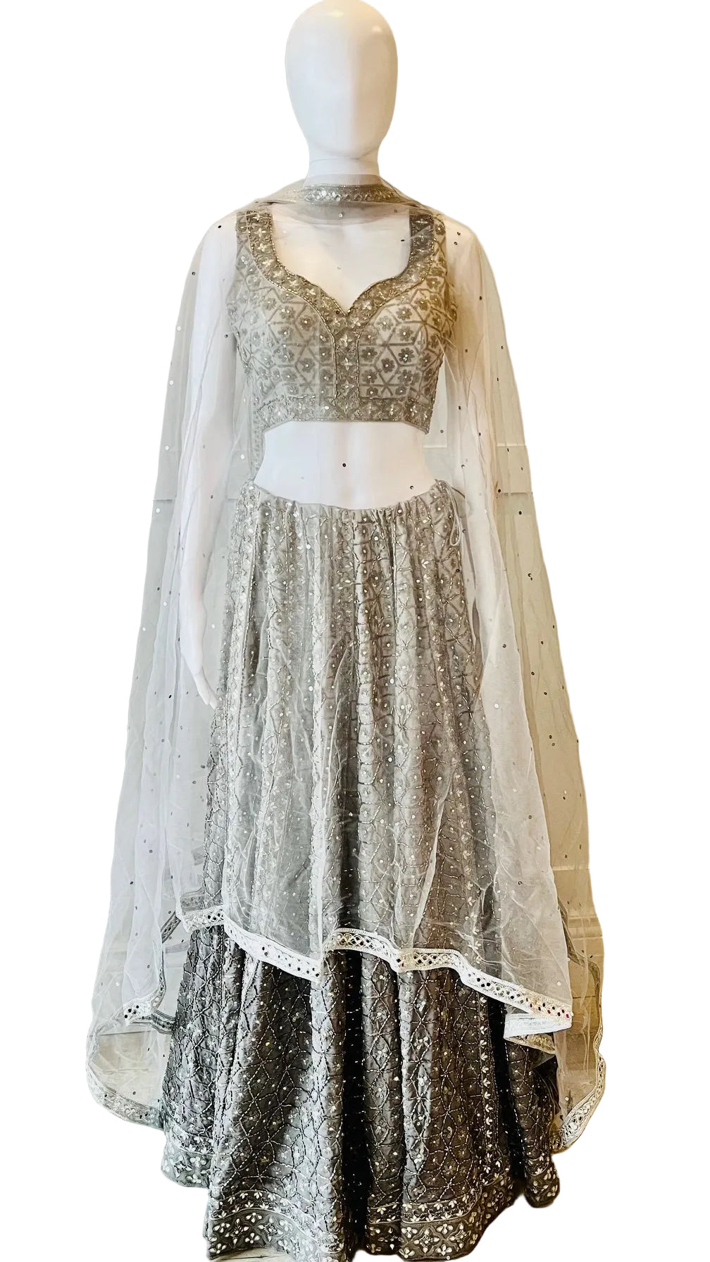 Grey Georgette Lehnga