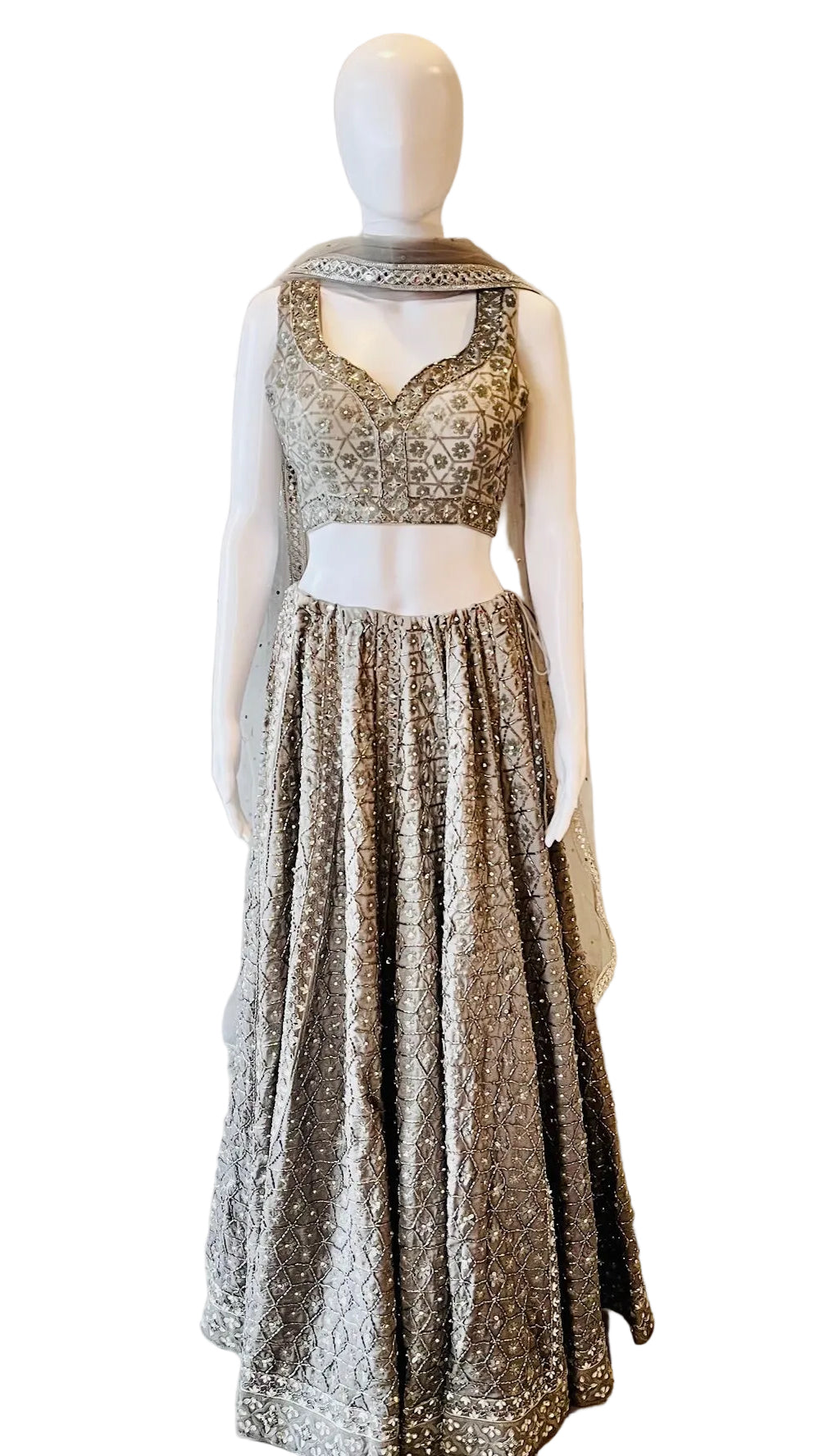 Grey Georgette Lehnga