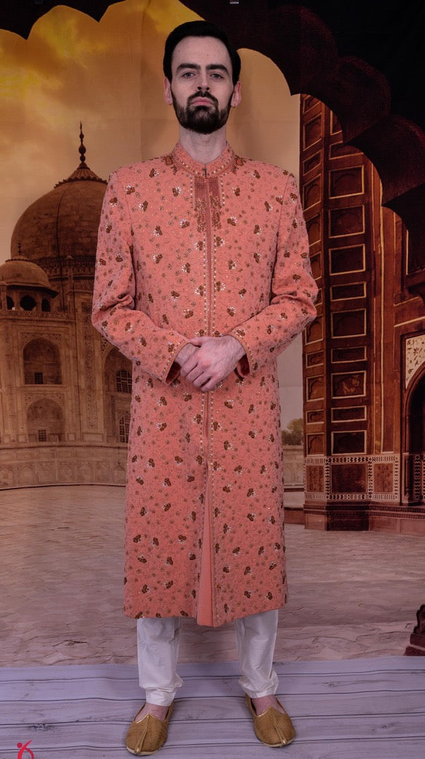 Peach Color Sherwani