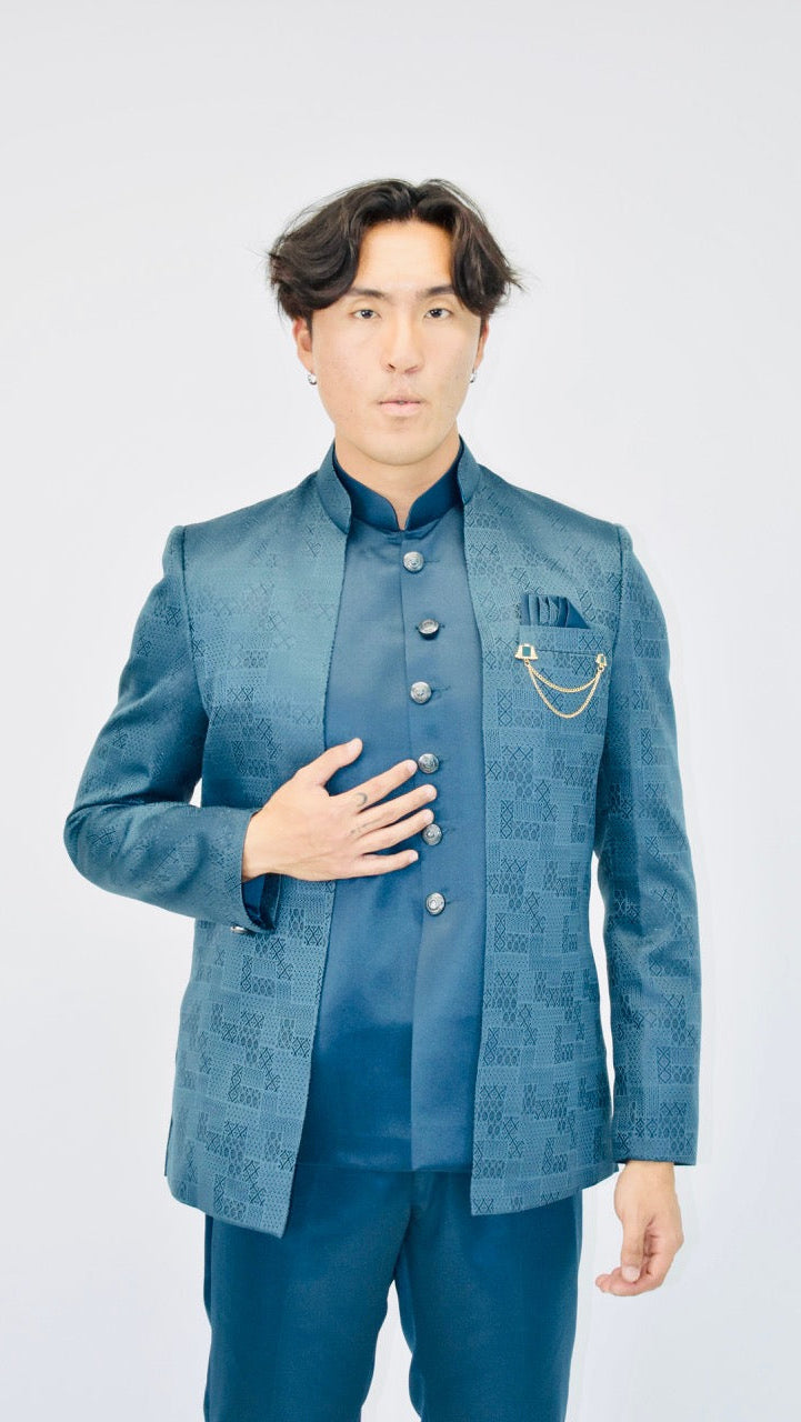 Peacock Blue Indo-Western Set