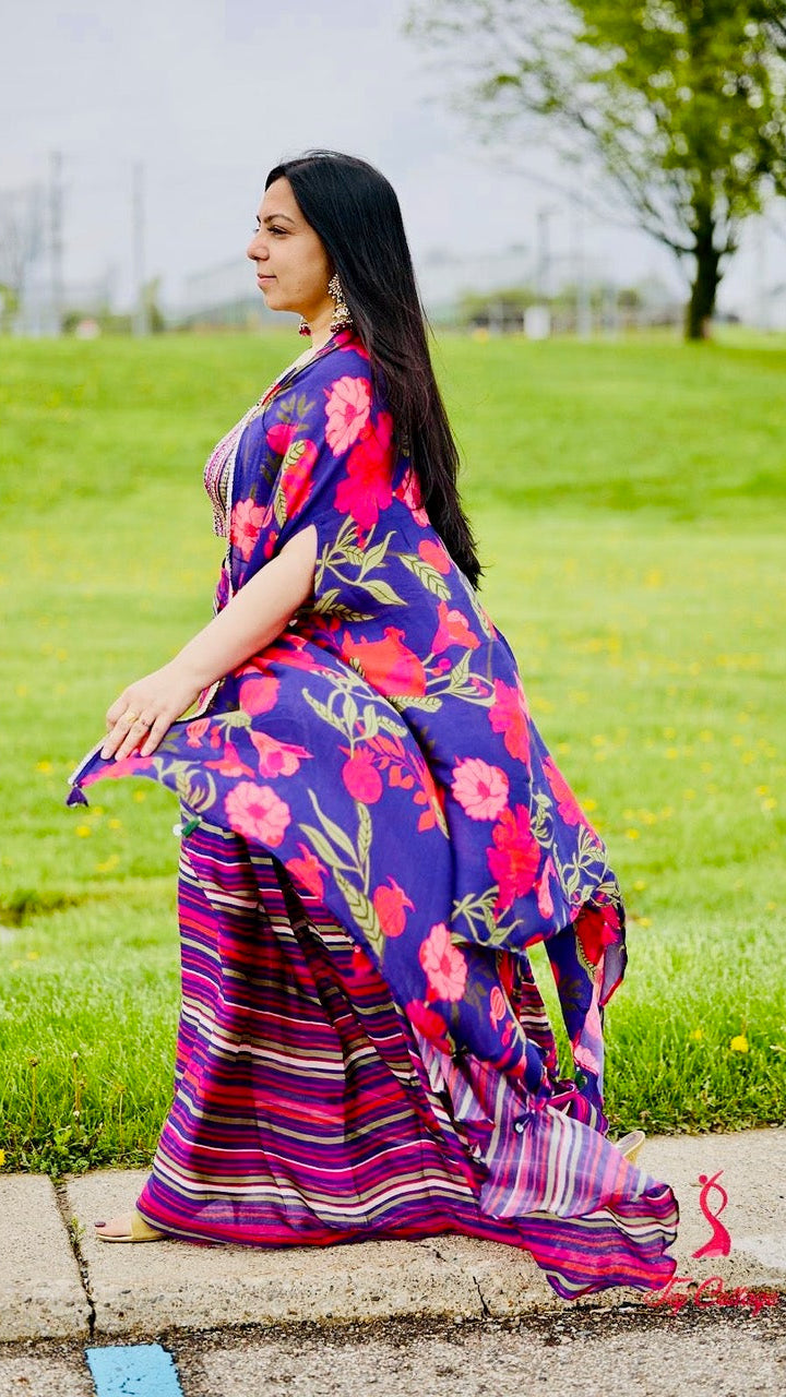 Multi-Color Dhoti Readymade Skirt and Blouse Set