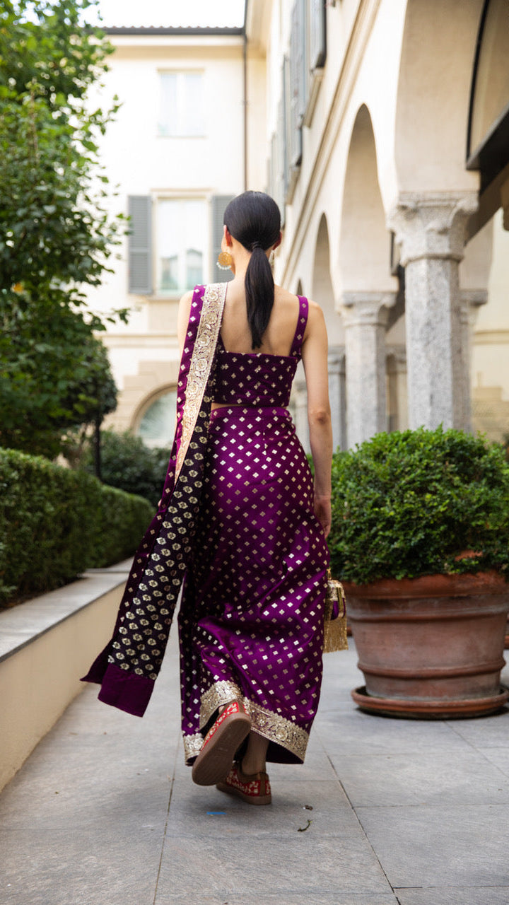 Purple Readymade Saree