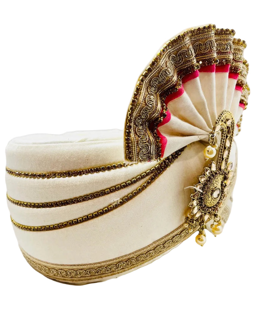 Cream & Gold Color Turban