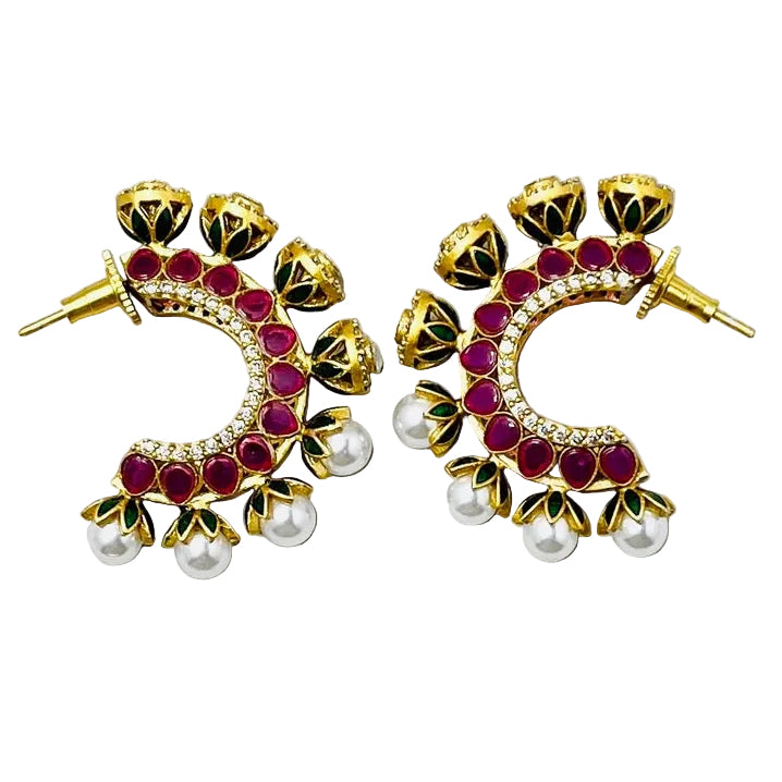 Sabyasachi Inspired Pink Stone Kundan Earrings