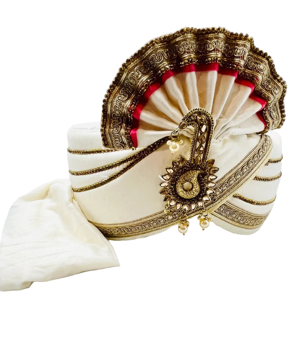 Cream & Gold Color Turban