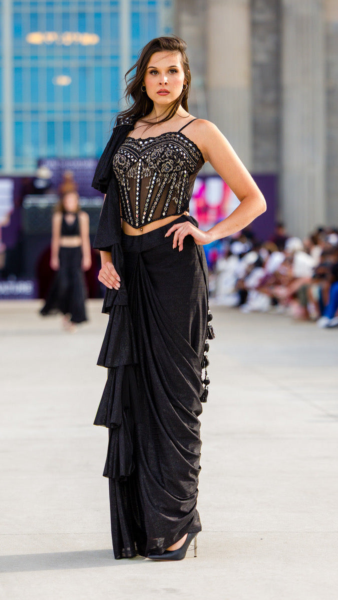 Black Corset Readymade Saree