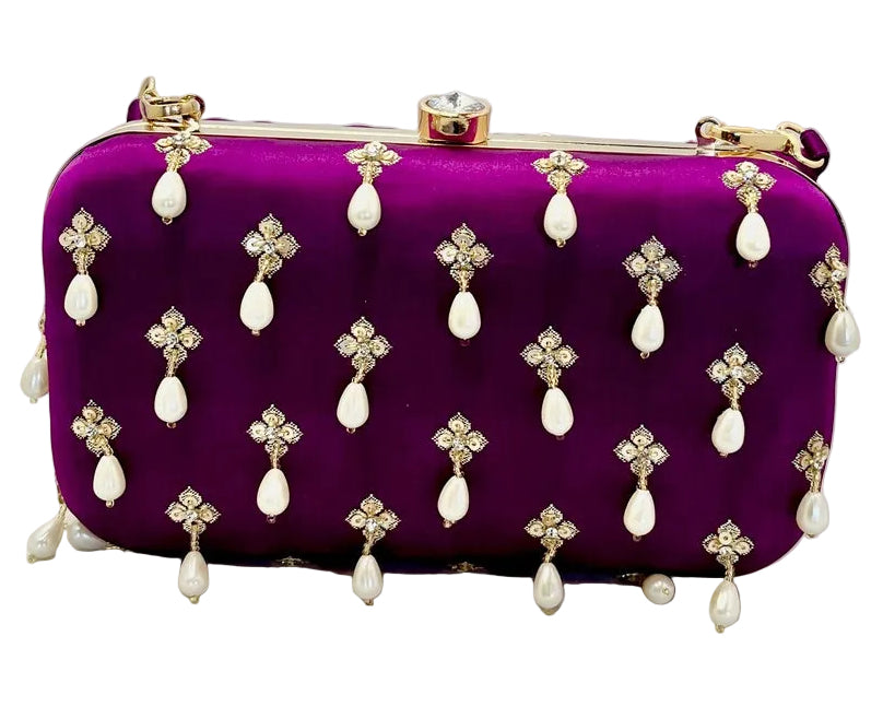 Purple Banarasi Silk Clutch