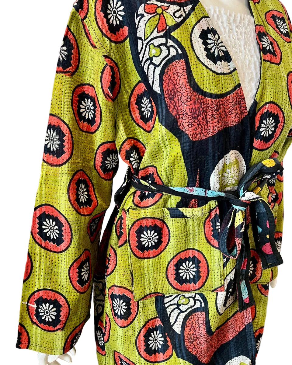 Olive Green Kantha Work Jacket