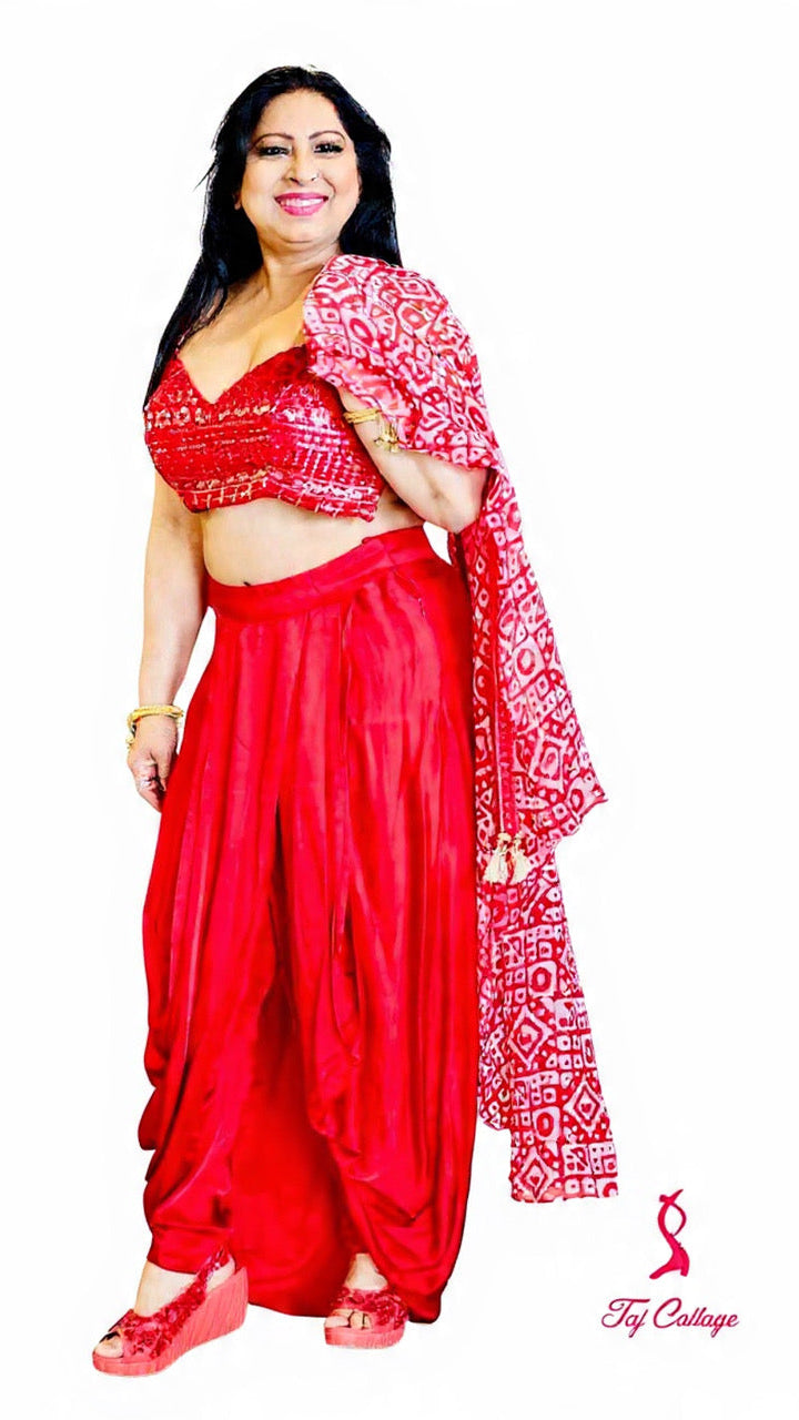 Red Color Readymade Dhoti Set