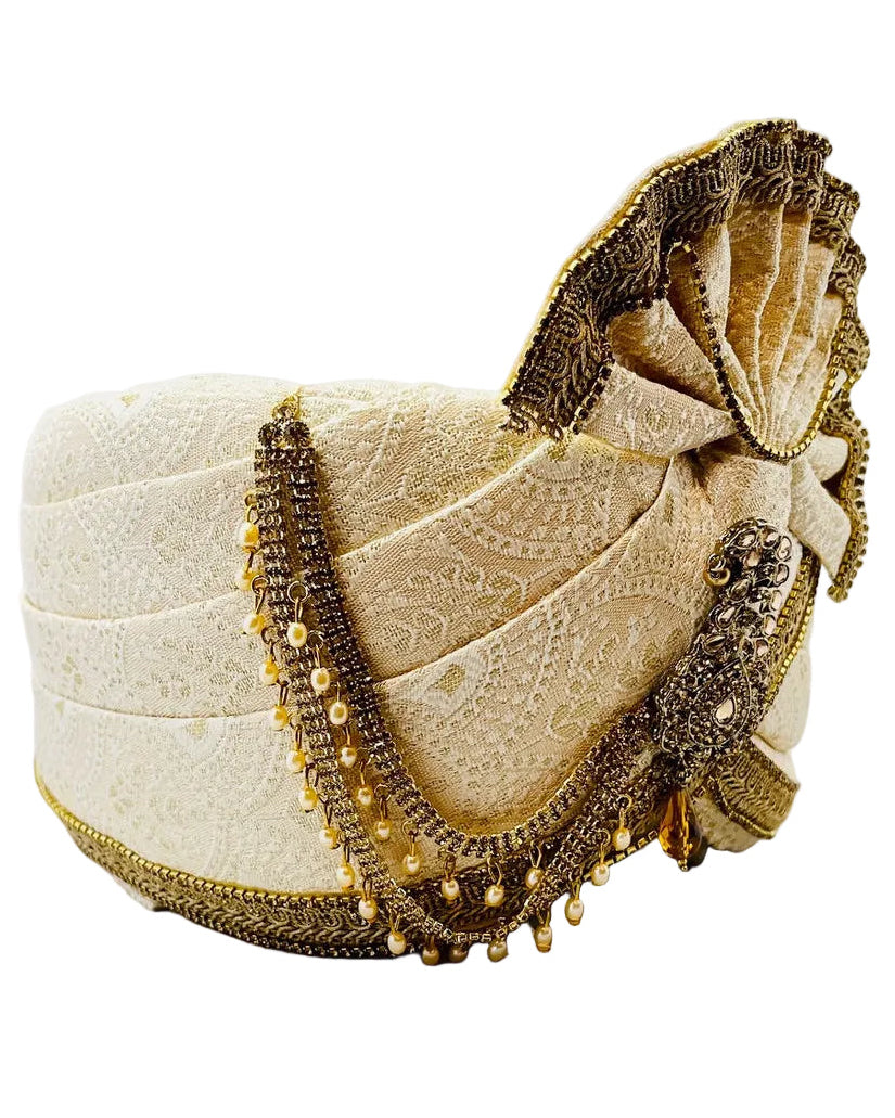 Cream & Gold Color Turban