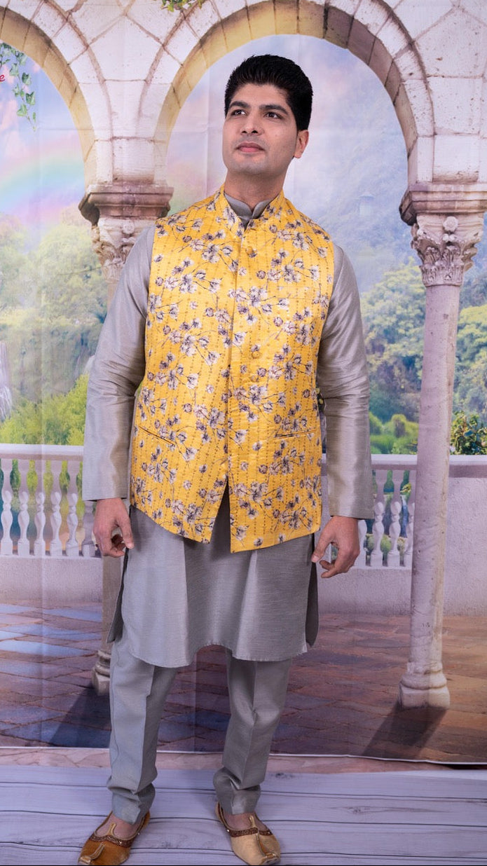 Yellow Vest Kurta Set