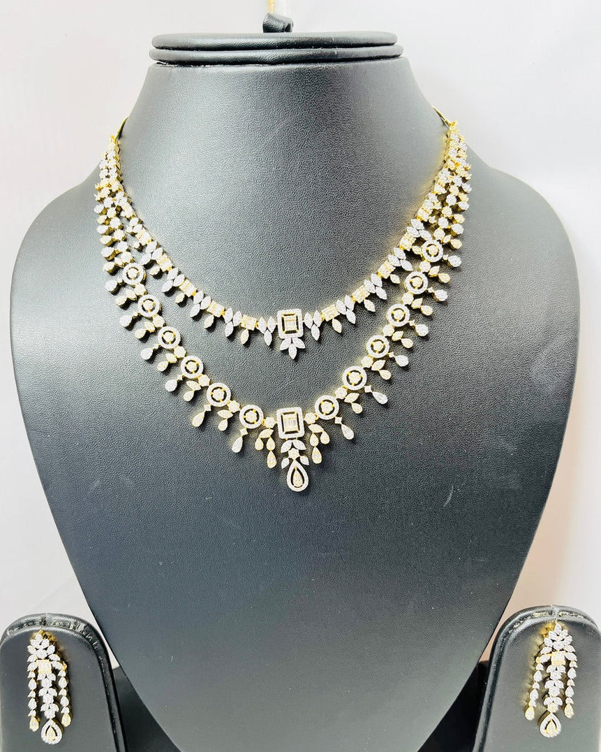 Double Layered American Diamond Necklace Set