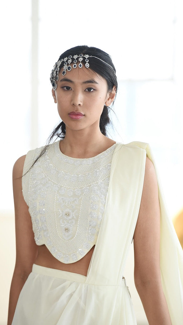 Crop Top with Draped Skirt/Saree