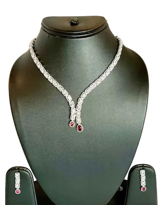 Pink Double Drop Jewelry Set