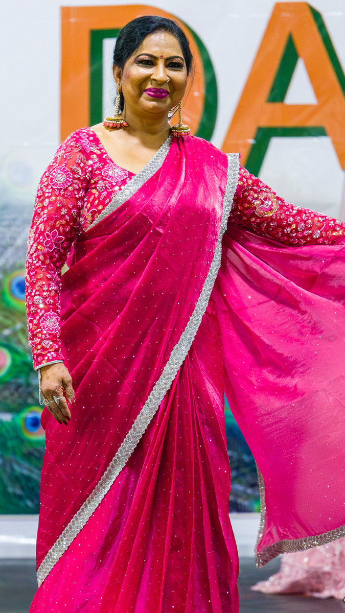 Fuchsia Readymade Saree