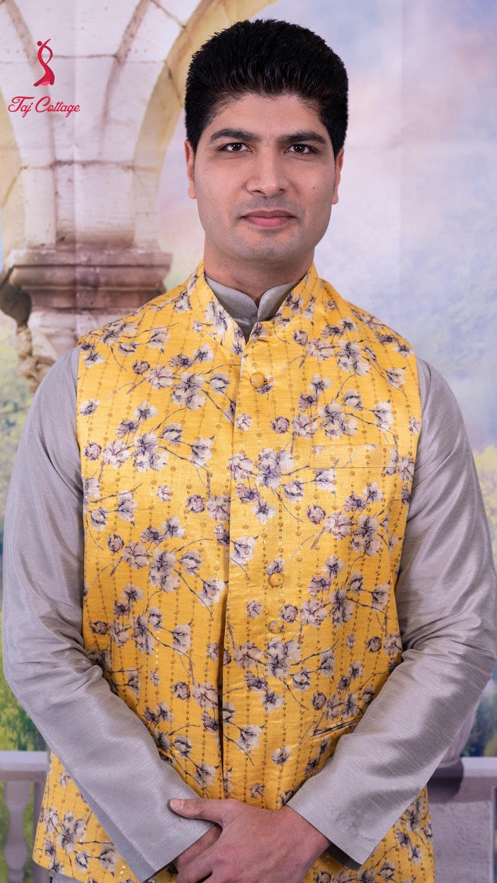 Yellow Vest Kurta Set