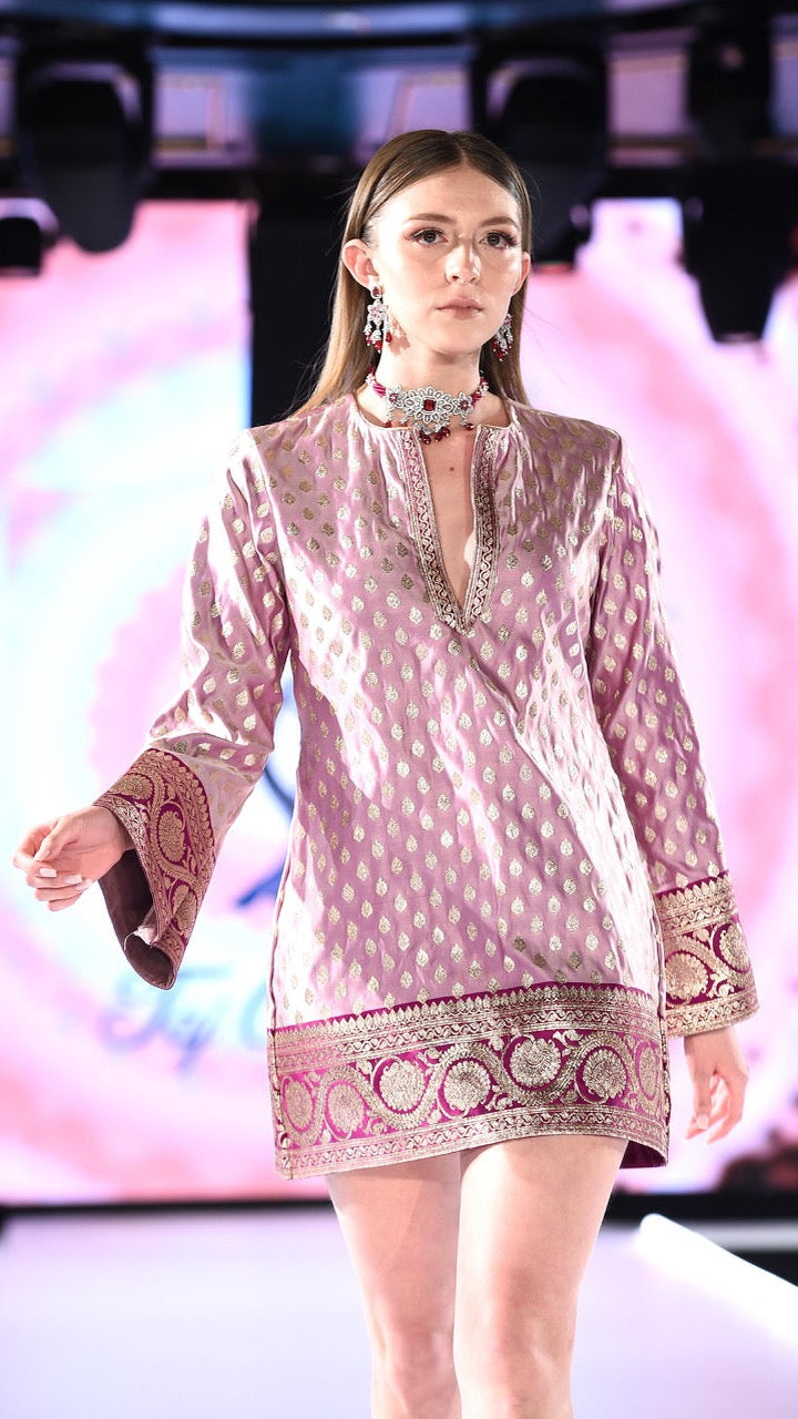 Pink Long-Sleeved Mini Dress