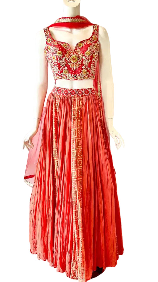Blood Orange Color Lehnga