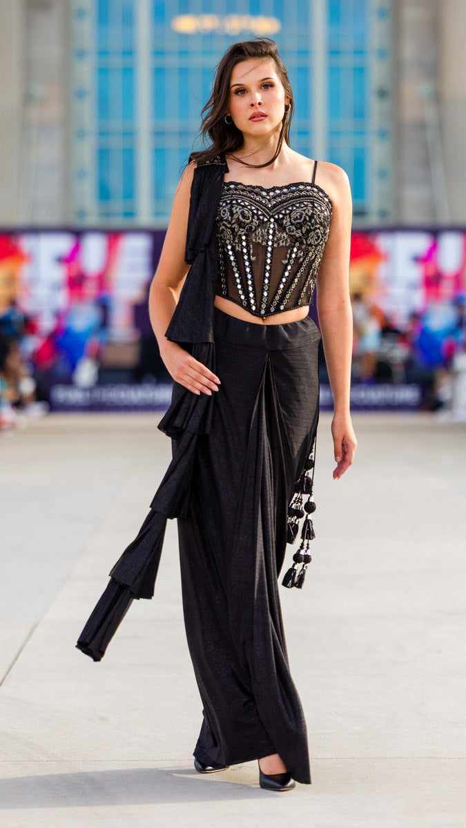 Black Corset Readymade Saree