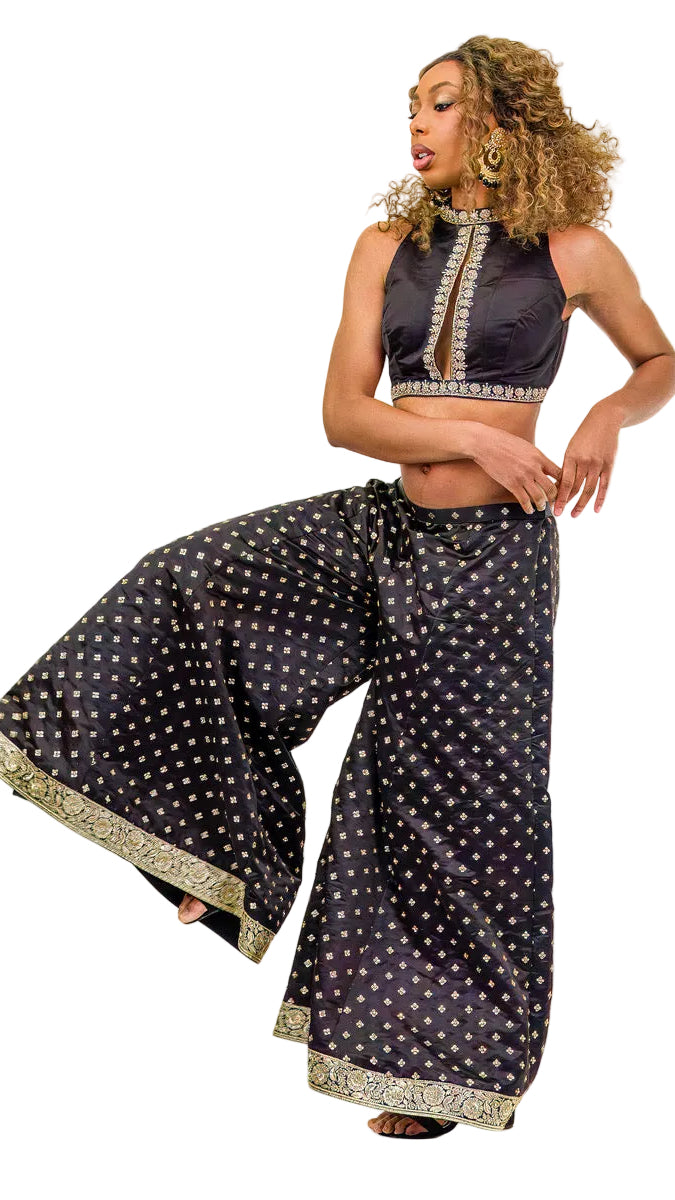 Black Wide-Legged Palazzo Set