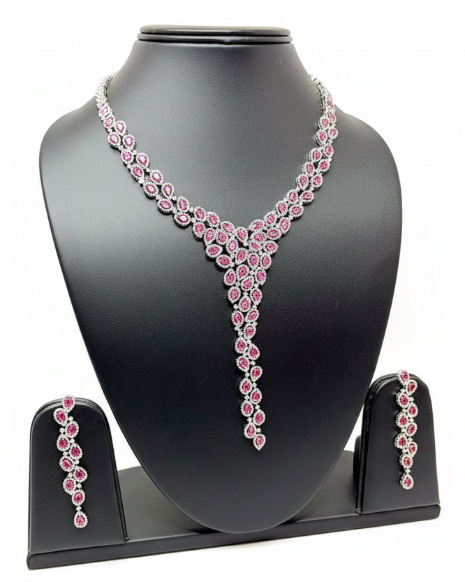 Pink and Silver Stone Necklace