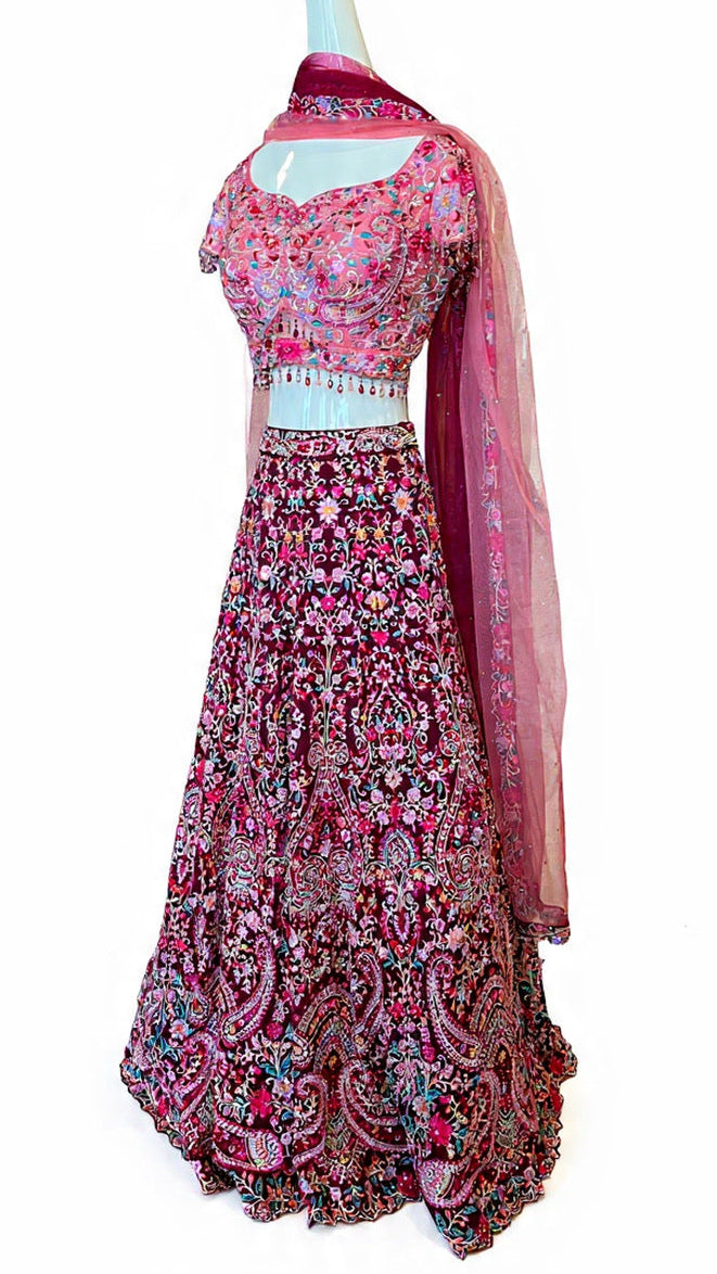 Wine Color Bridal Lehnga Set