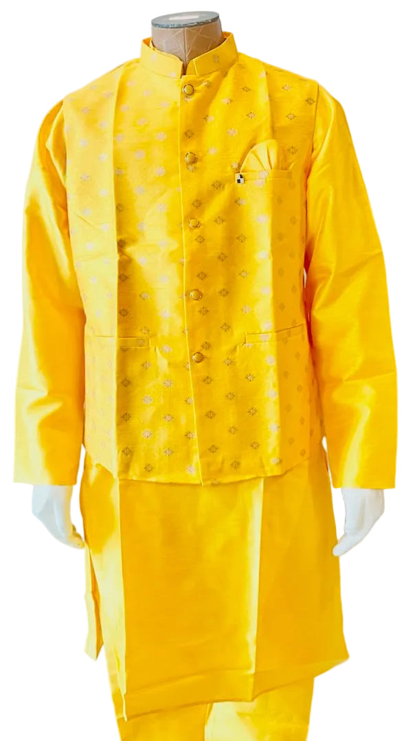 Yellow Kurta Vest Set