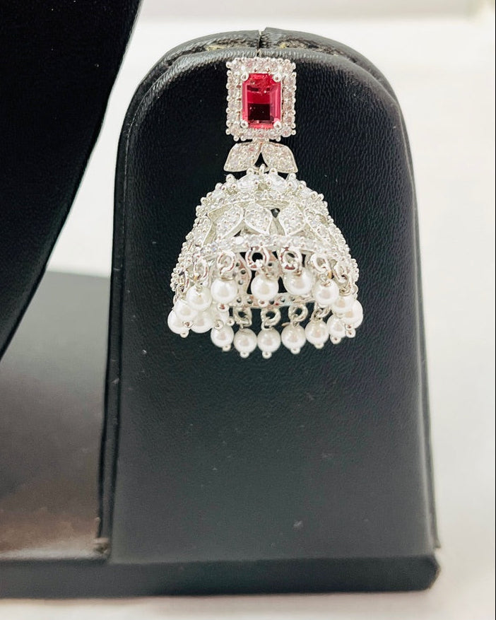 American Diamond Ruby Red Choker Set