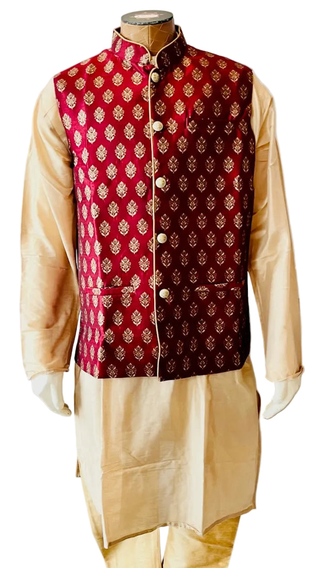 Maroon Vest Kurta Set