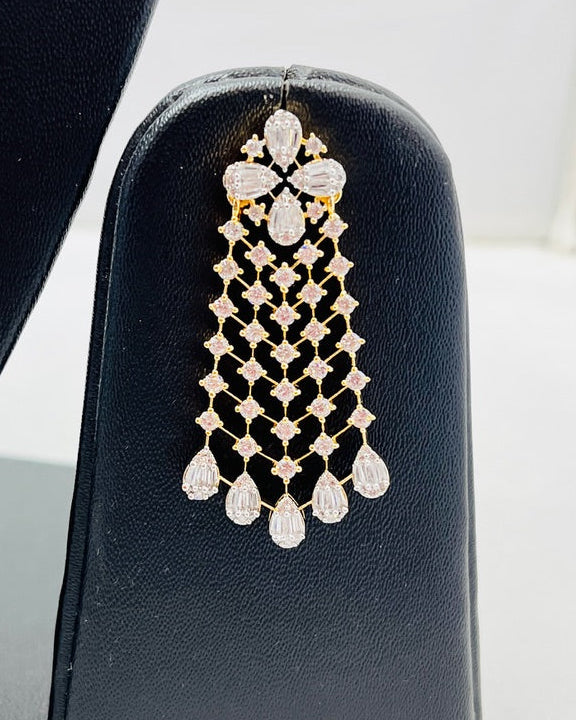 Golden American Diamond Necklace Set