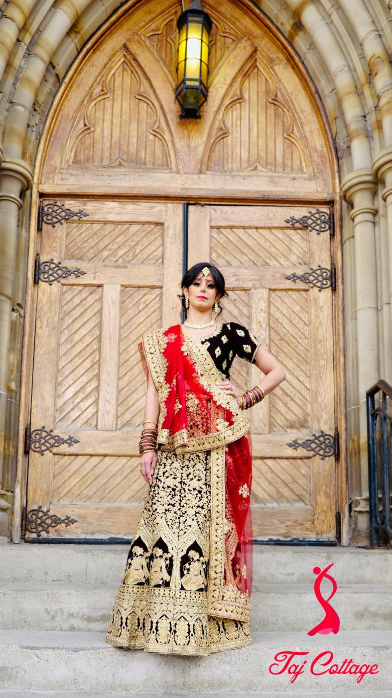 Maroon Velvet Lehnga