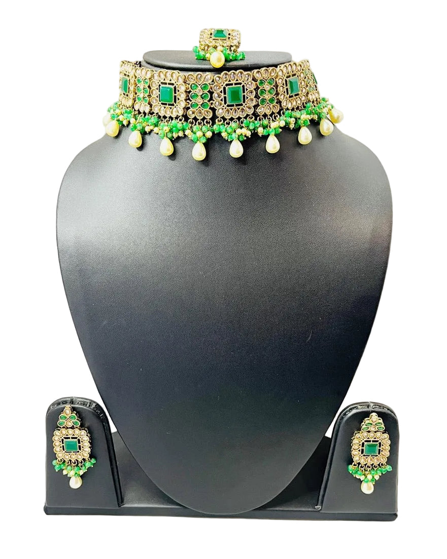 Green Kundan Choker Set