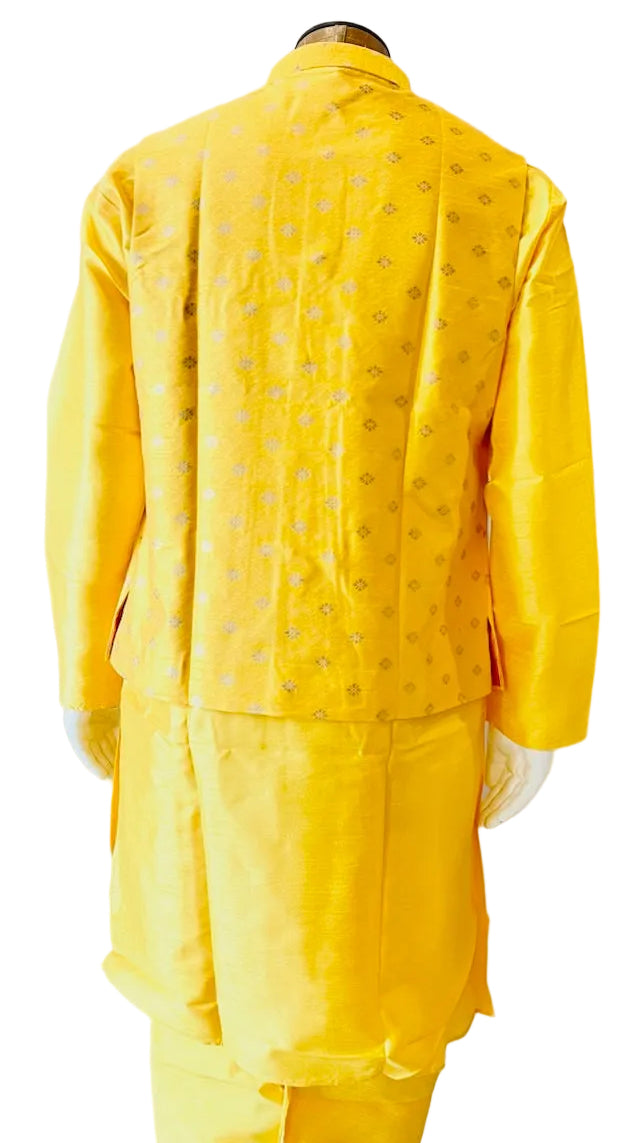 Yellow Kurta Vest Set