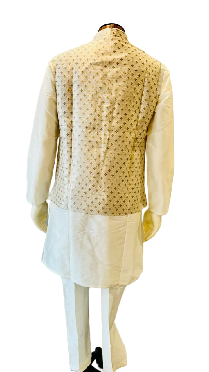 Cream Kurta Vest Set
