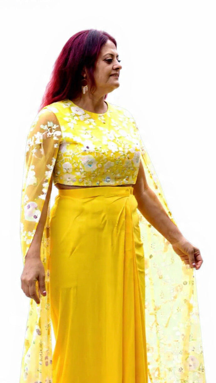 Yellow Readymade Saree