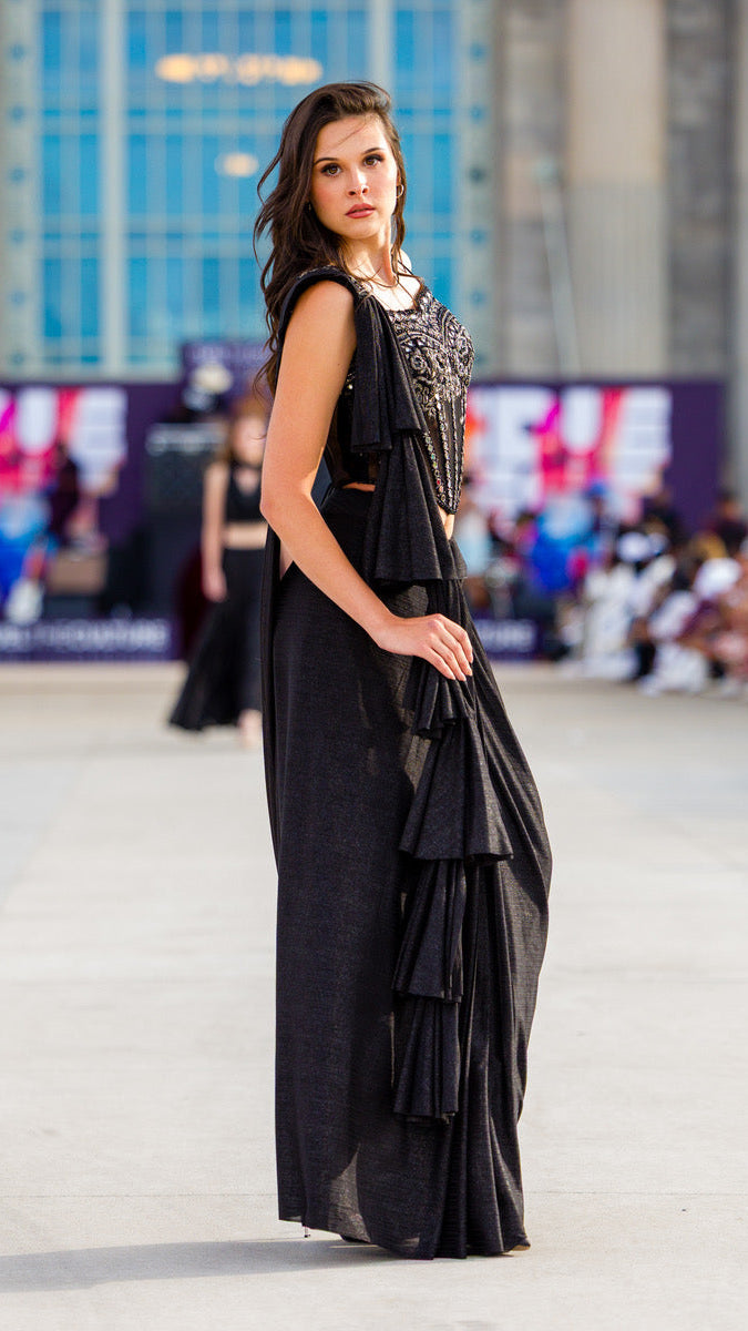 Black Corset Readymade Saree