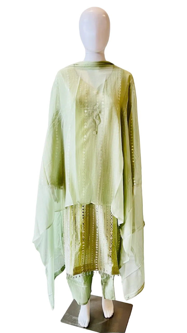 Light Green Mirror Work Palazo Set