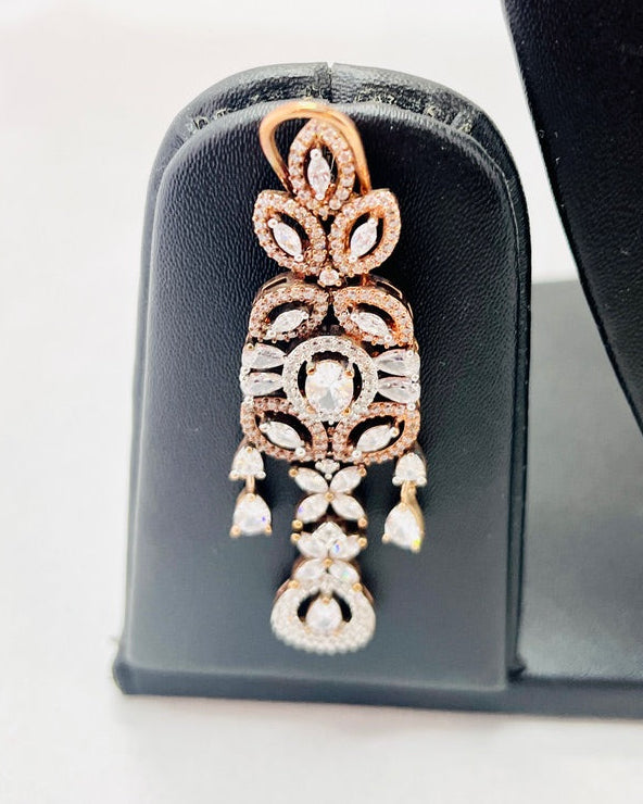 Rose Gold American Diamond Necklace Set