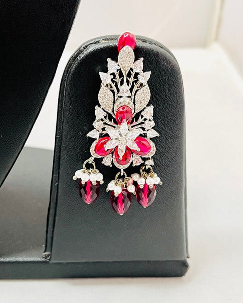 American Diamond Red Pearl Set