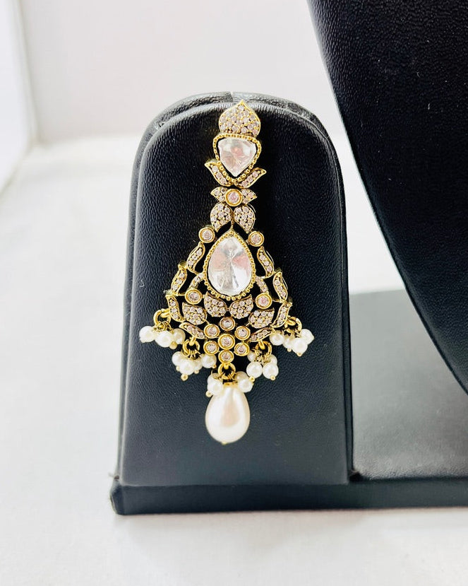 Kundan and Pearl Bridal Necklace and Tikka set